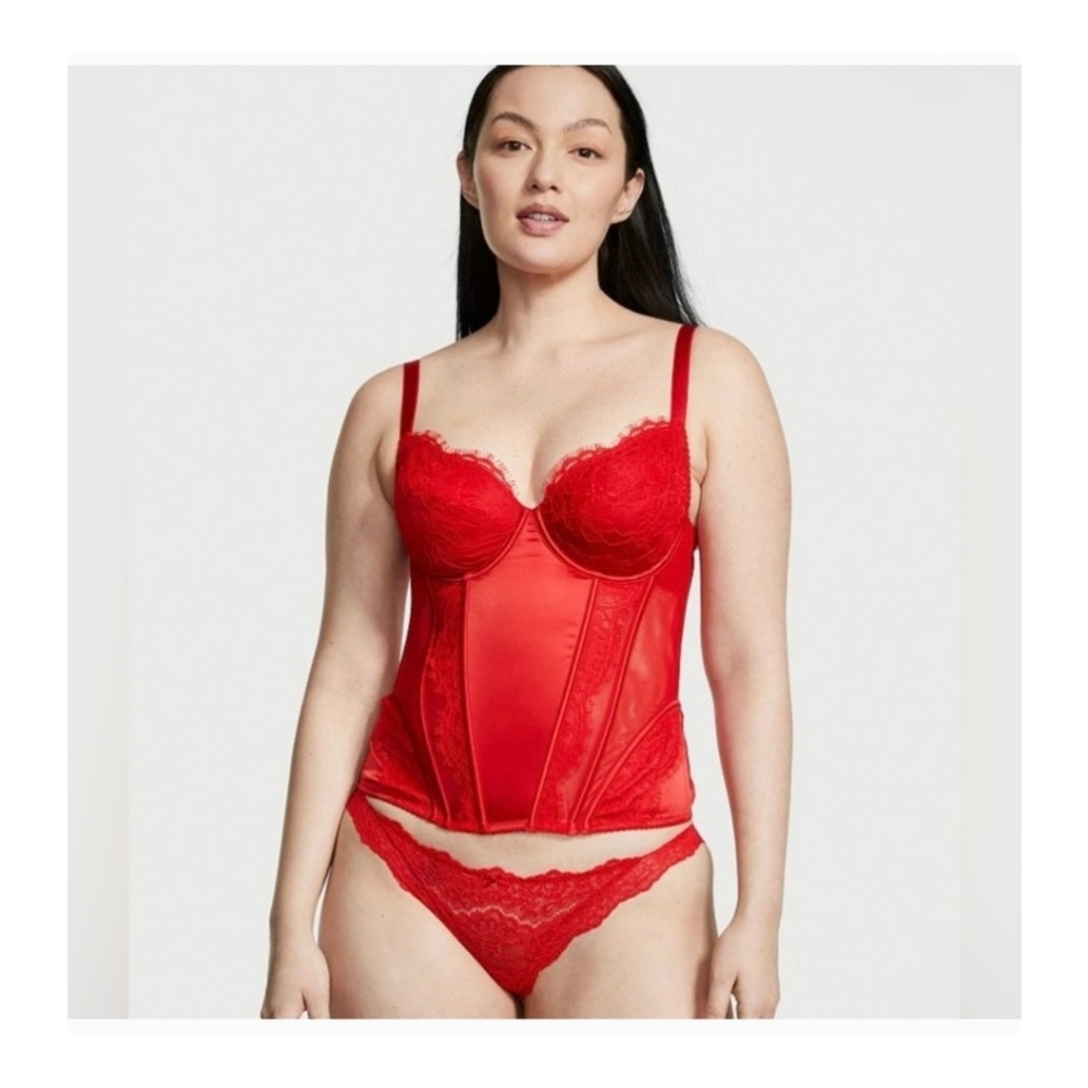 NWOT Victoria Secret Corset Lace Top Large Red